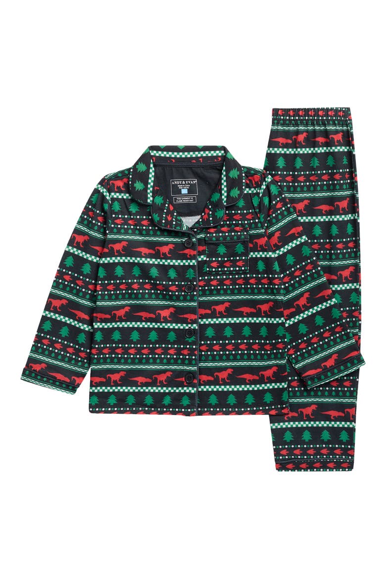 Kids' 2-Piece Pajama Set, Main, color, GNA-GREEN DINO