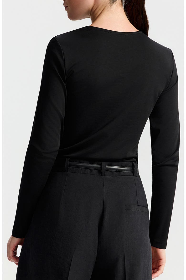 Bina Fitted Twist Neck Top, Alternate, color, Black