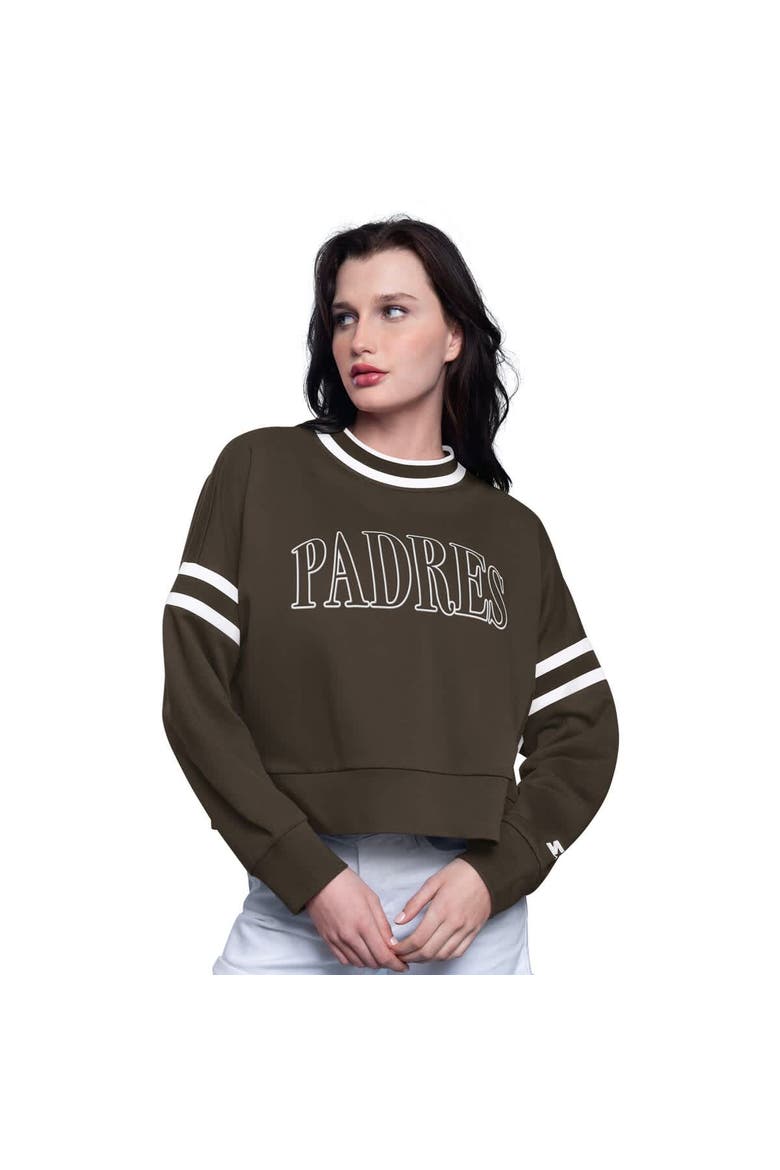 Women's Starter Brown San Diego Padres Power Play Cropped Pullover Sweatshirt, Alternate, color, Brown