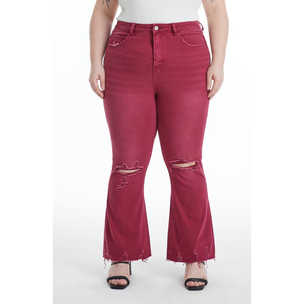 Bayeas Emily High Waist Distressed Straight Leg Jeans In Wine