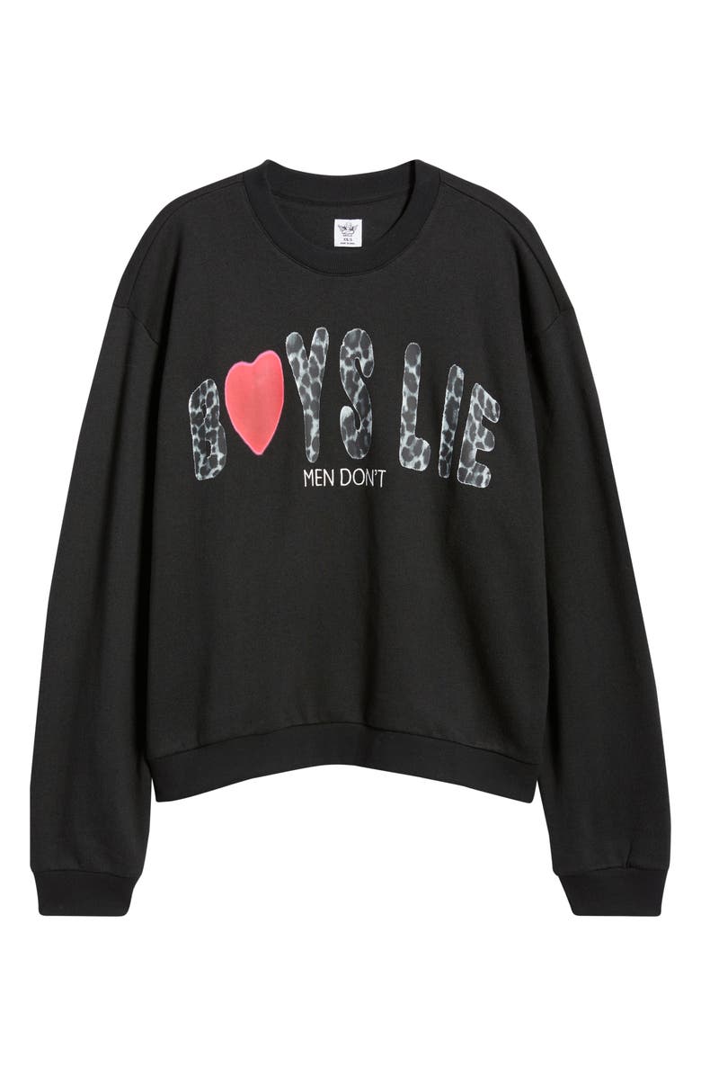 BOYS LIE Caitlyn Coded Logo Crewneck Sweatshirt, Alternate, color, Black