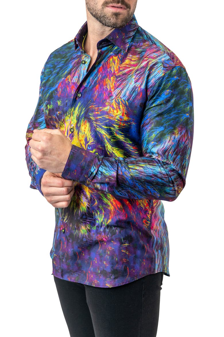 Fibonacci Liontrip 20 Multi Contemporary Fit Button-Up Shirt, Alternate, color, BLUE