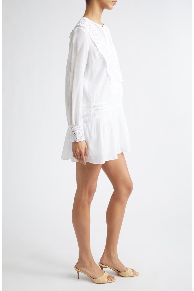 Marguerite Embroidered Eyelet Long Sleeve Dress, Alternate, color, WHITE