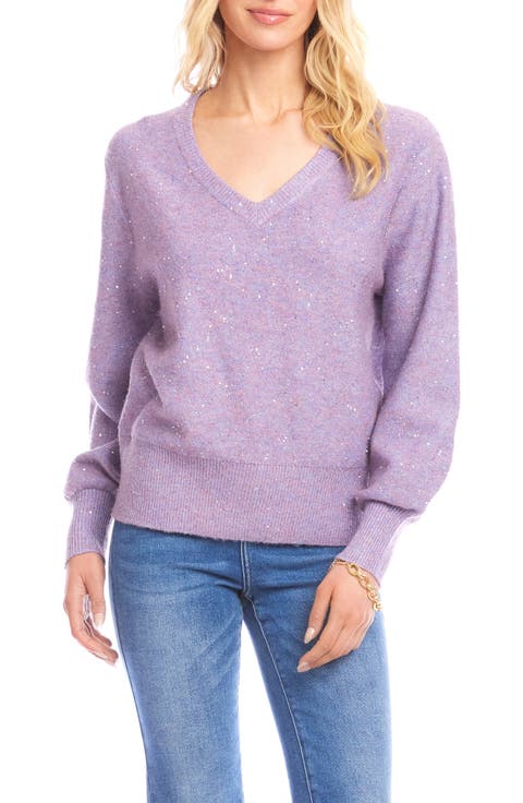 Sequin V-Neck Sweater
