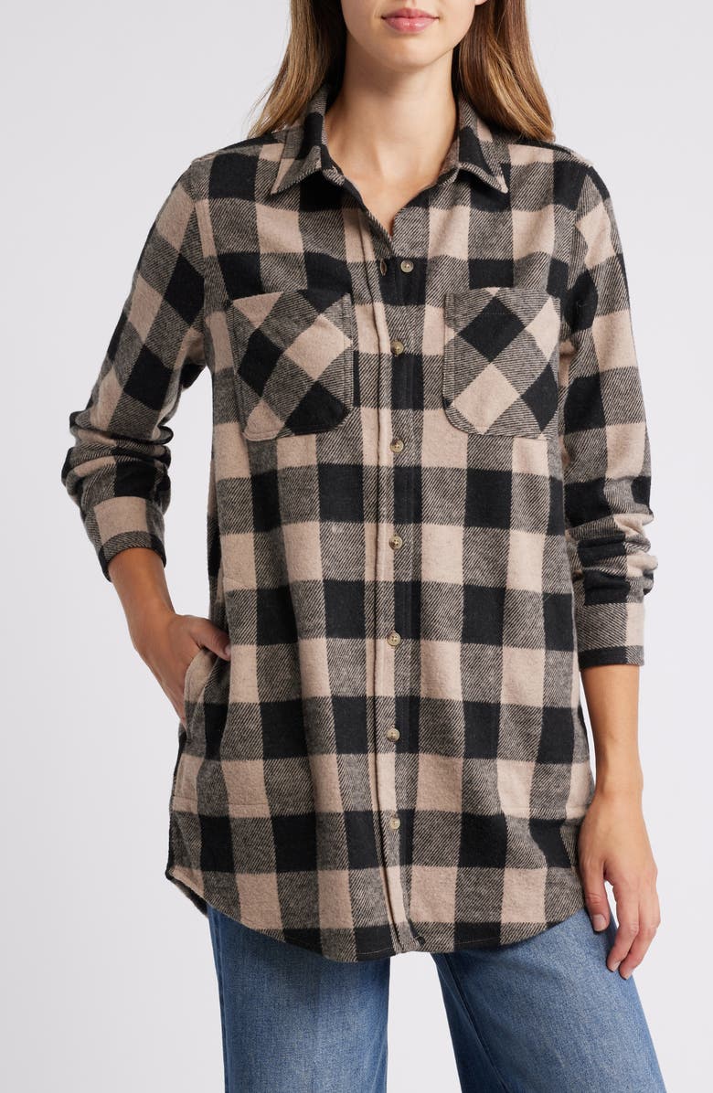 beachlunchlounge Tyler Flannel Tunic Shirt, Main, color, 