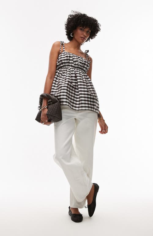 Shop Topshop Check Taffeta Babydoll Top