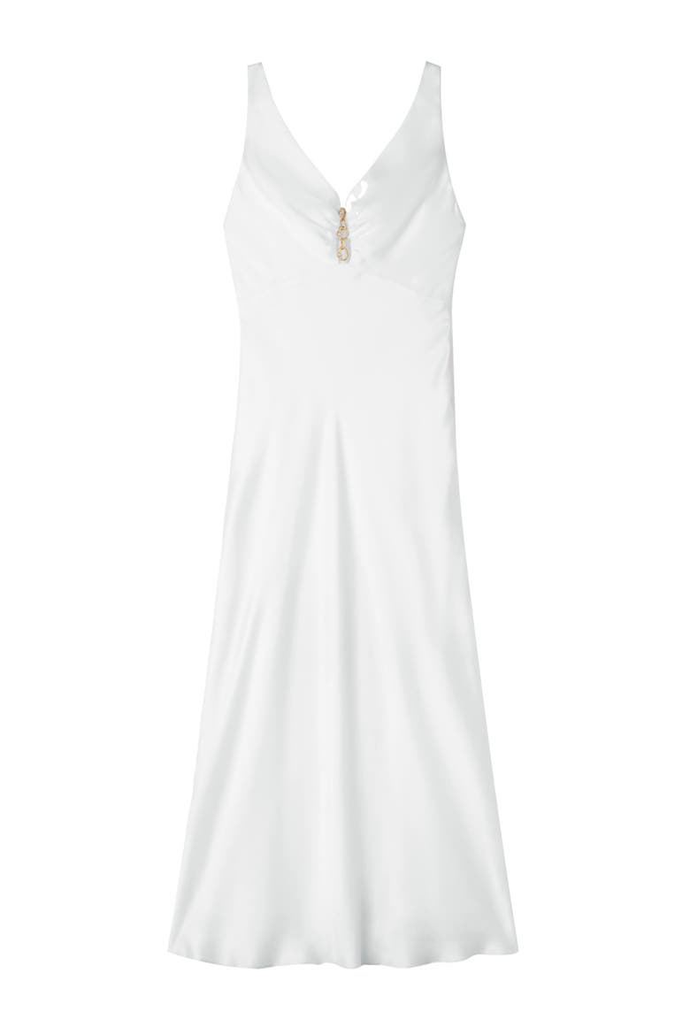 Jewel satin-effect maxi dress, Alternate, color, White