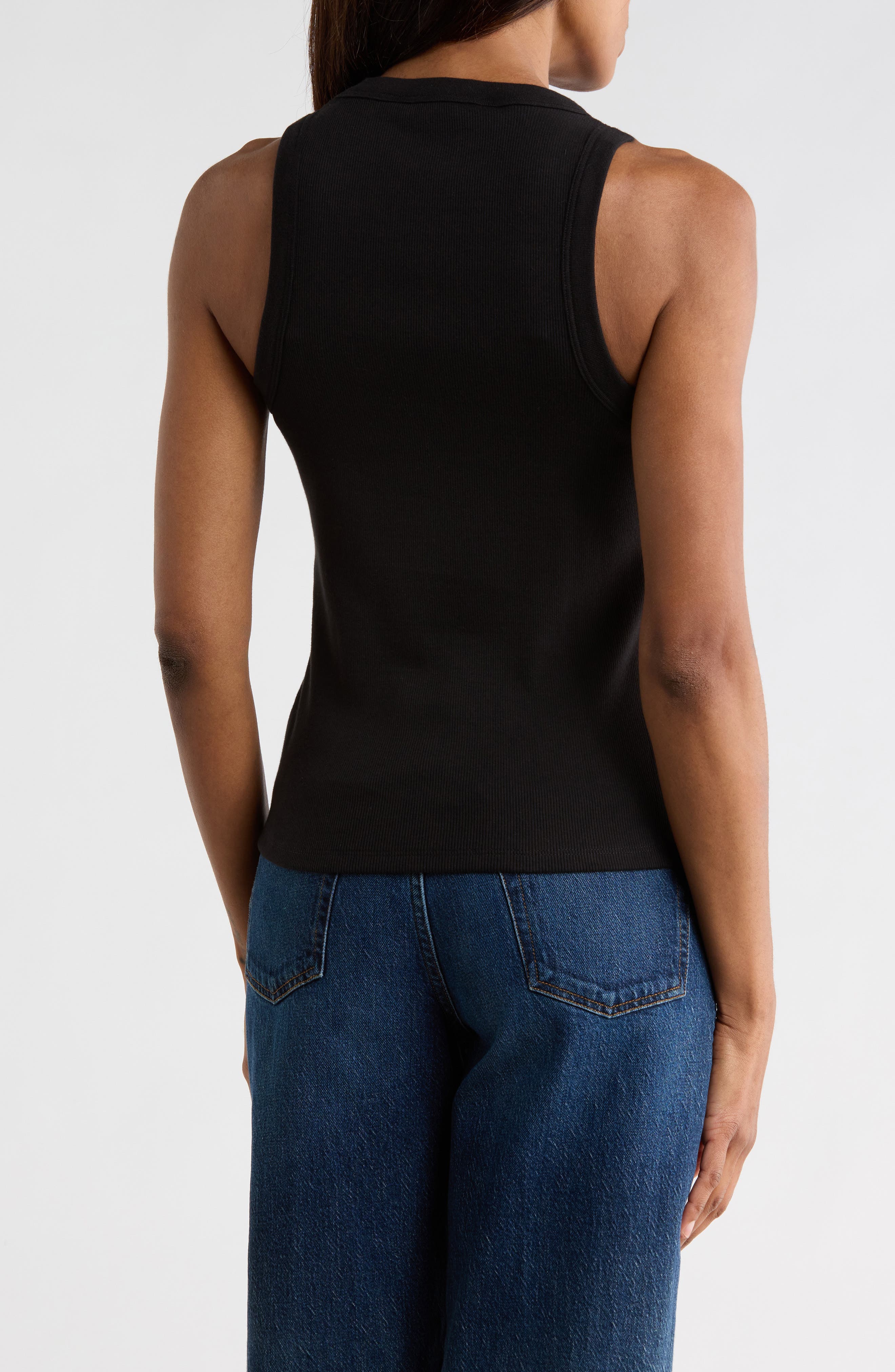Jordyn Stretch Cotton Ribbed Tank Top - image 2