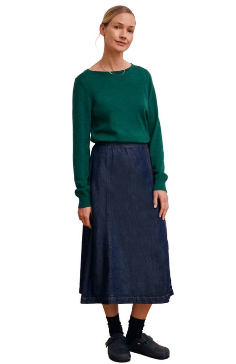 Midi Wrap A-Line Denim Skirt