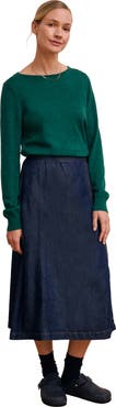 Celtic & Co. Midi Wrap A-Line Denim Skirt