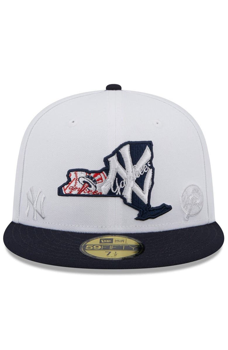 New Era Men's New Era White/Navy New York Yankees State 59FIFTY Fitted Hat, Alternate, color, White