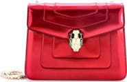 Pre-Owned Bvlgari Serpenti Forever Square Shoulder Bag Metallic Leather Small