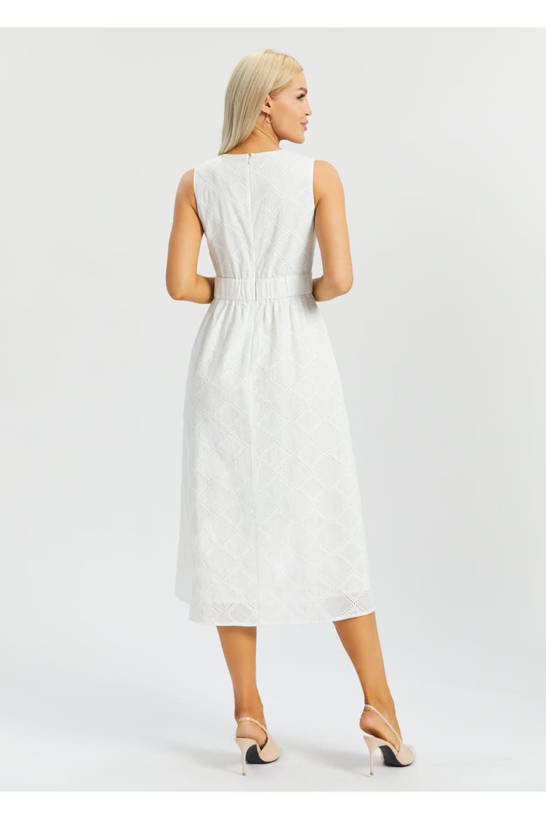 Eyelet Fit and Flare Dress, Alternate, color, Star White