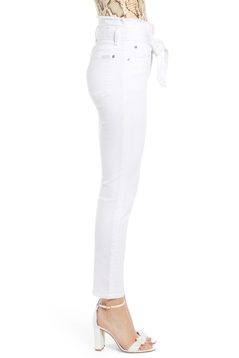 7 For All Mankind® Paperbag Waist Jeans, Alternate, color, WHITE RUNWAY DENIM