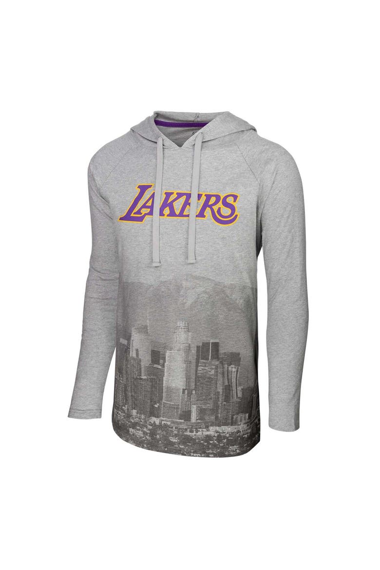 Men's Stadium Essentials Heather Gray Los Angeles Lakers Atrium Raglan Long Sleeve Hoodie T-Shirt, Alternate, color, Heather Gray