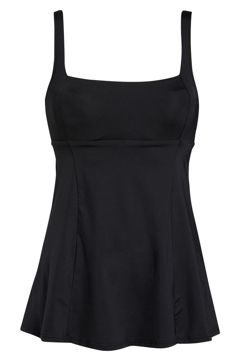 Square Neck One-Piece Swimsuit Dress, Alternate, color, BLACK