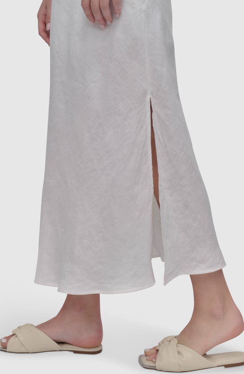DKNY Asymmetric Sleeveless Linen Dress, Alternate, color, White