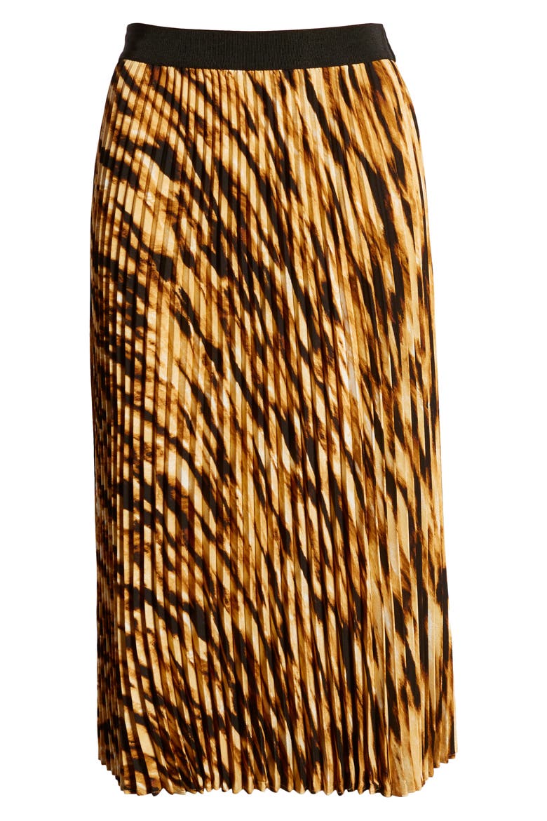 Pleated Midi Skirt, Alternate, color, TAN DALE TIGERESS