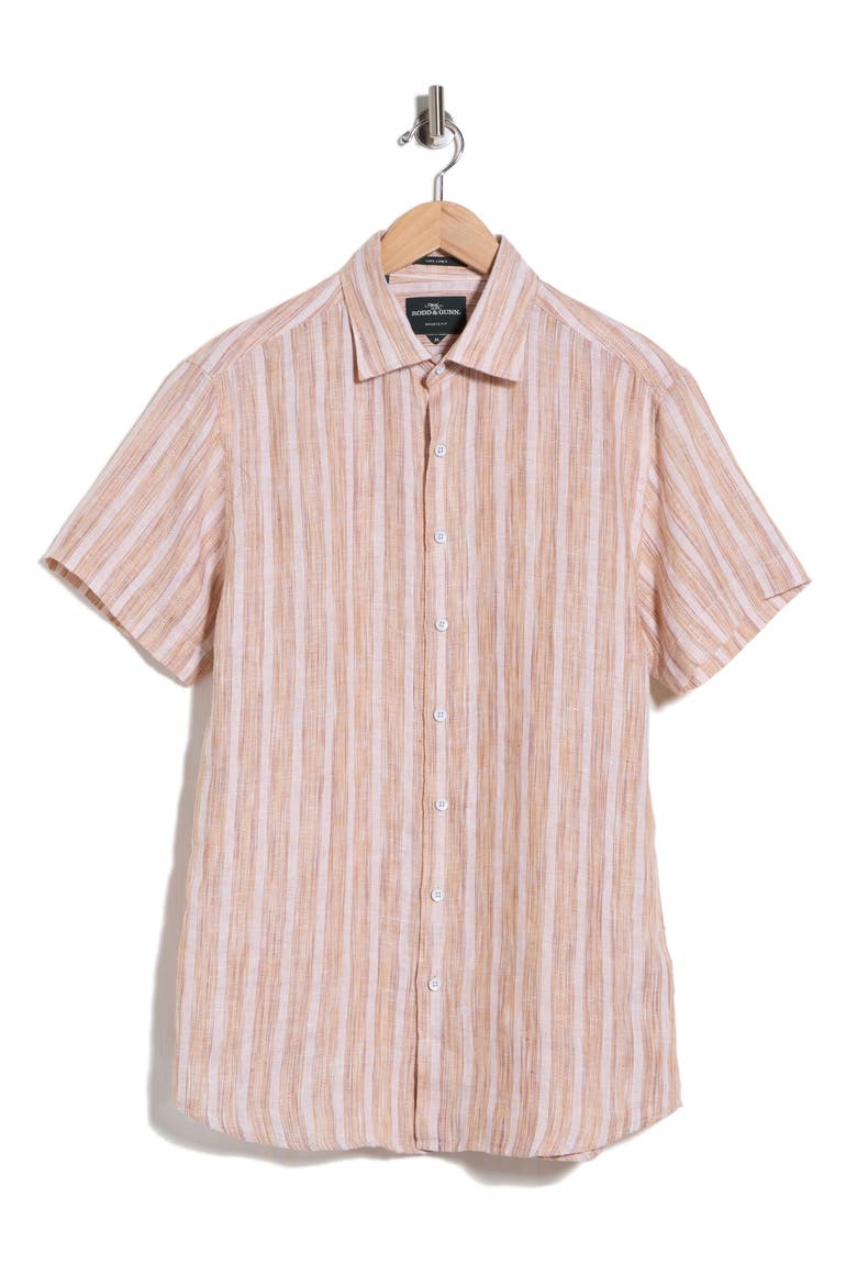 Streamlands Linen Button-Up Shirt, Alternate, color, TERRACOTTA