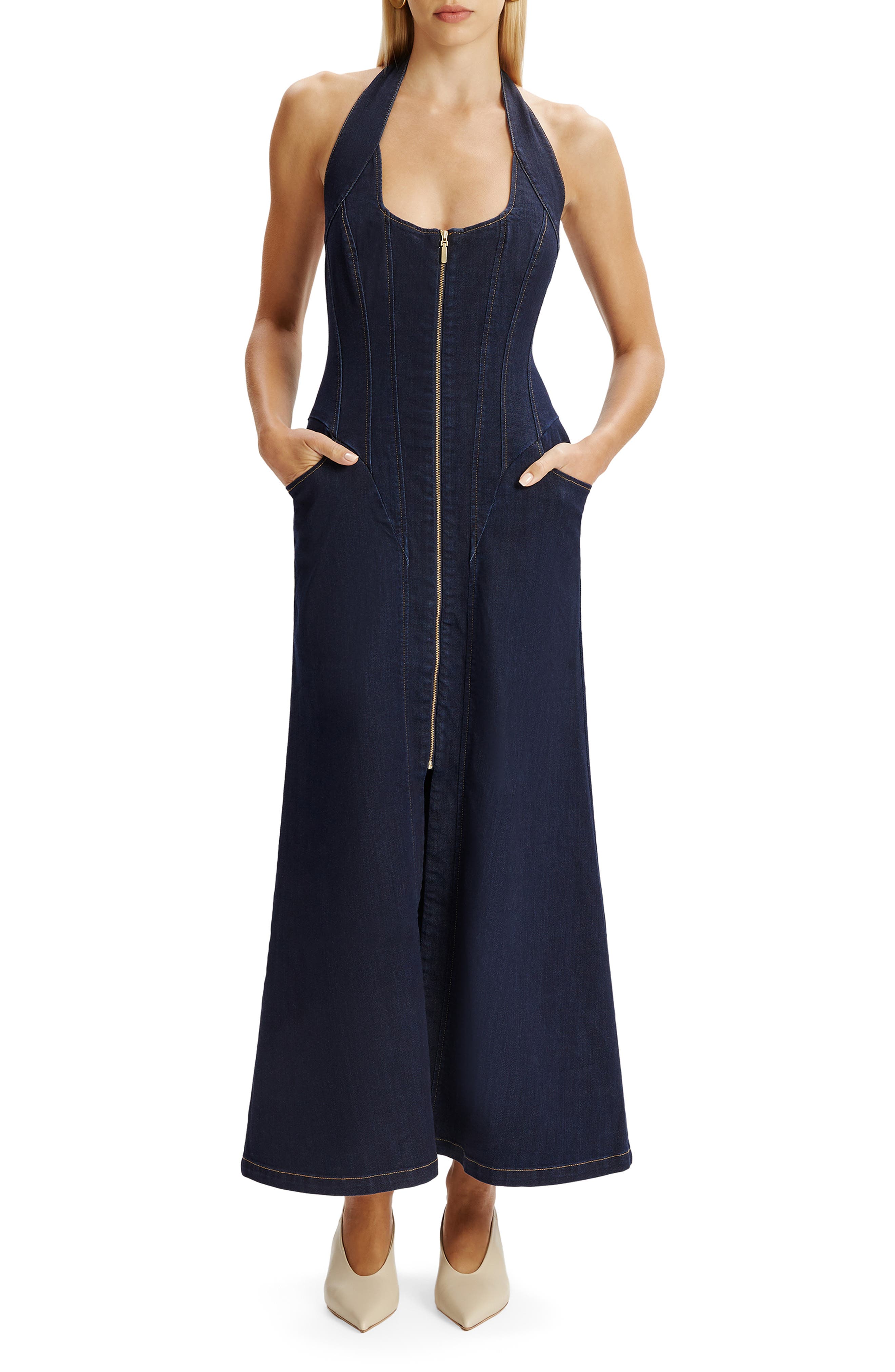 Bardot Martel Denim Halter Dress