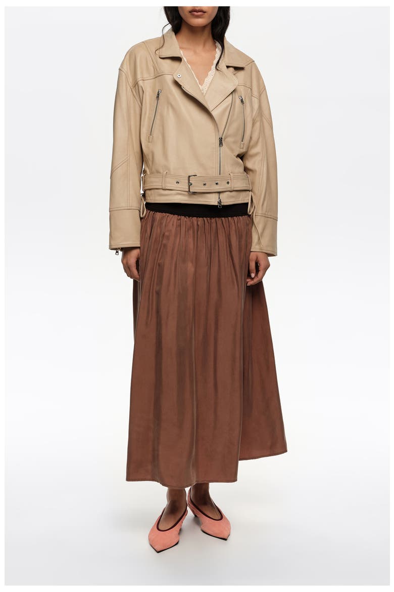 Cupro Flared Skirt, Main, color, WASHED BROWN