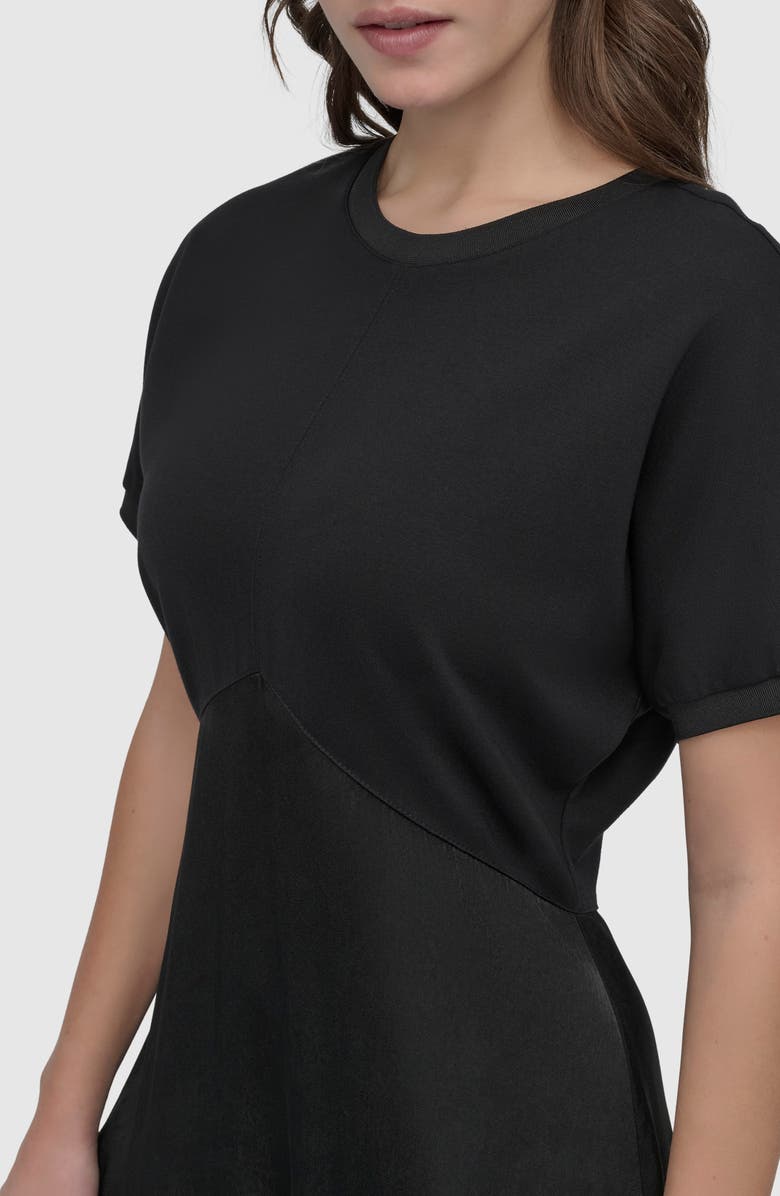 DKNY Scuba Knit & Satin Midi Dress, Alternate, color, 