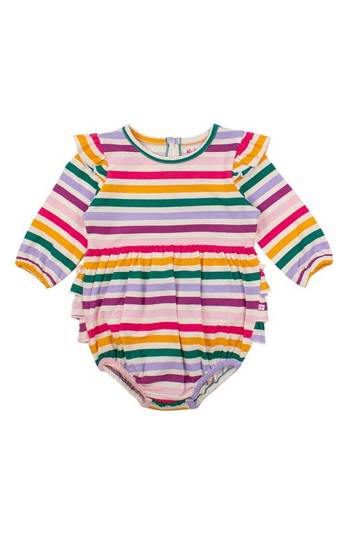 Rufflebutts Colorful Rainbow Stripe Bodysuit In White