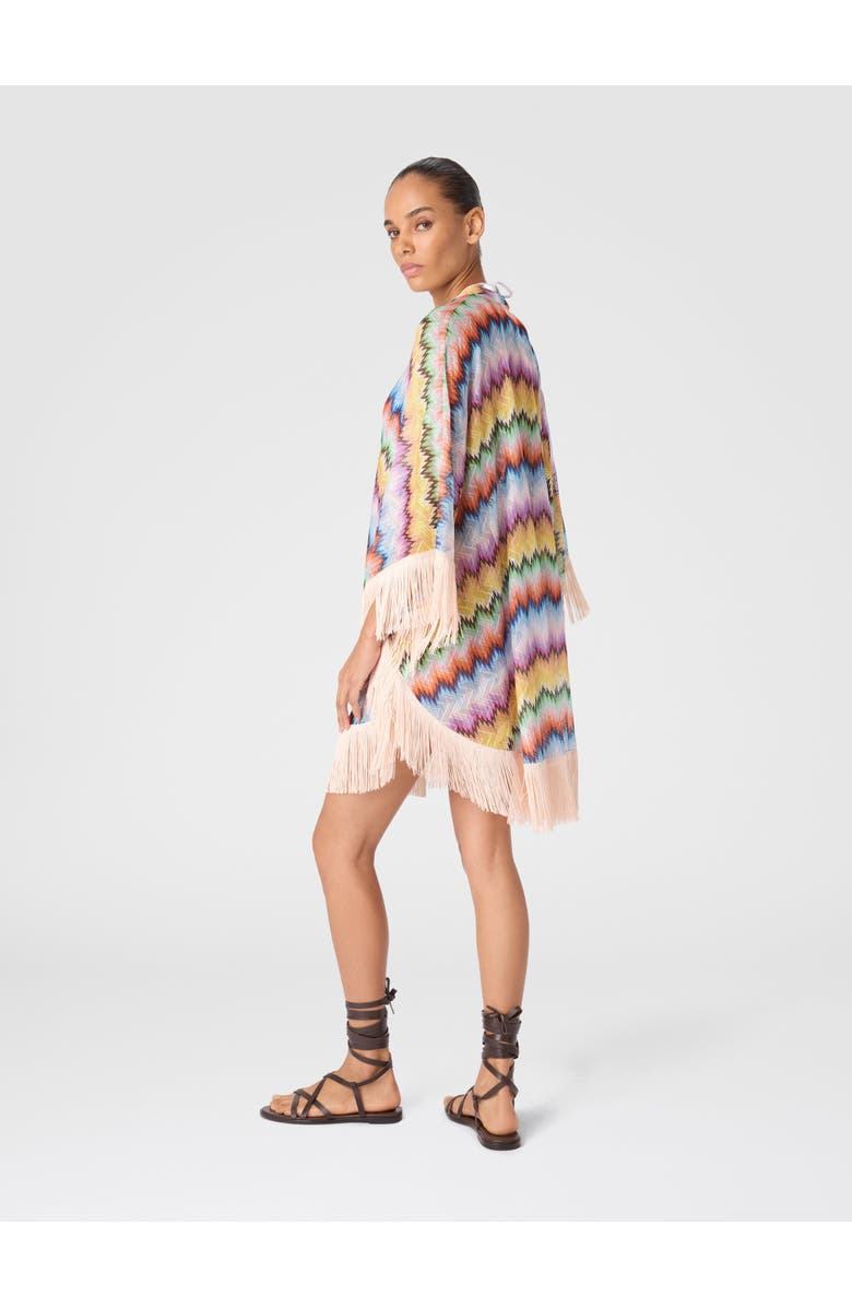 Missoni Short Caftan With Fringes And Gradient Stripe Print, Alternate, color, Multicoloured