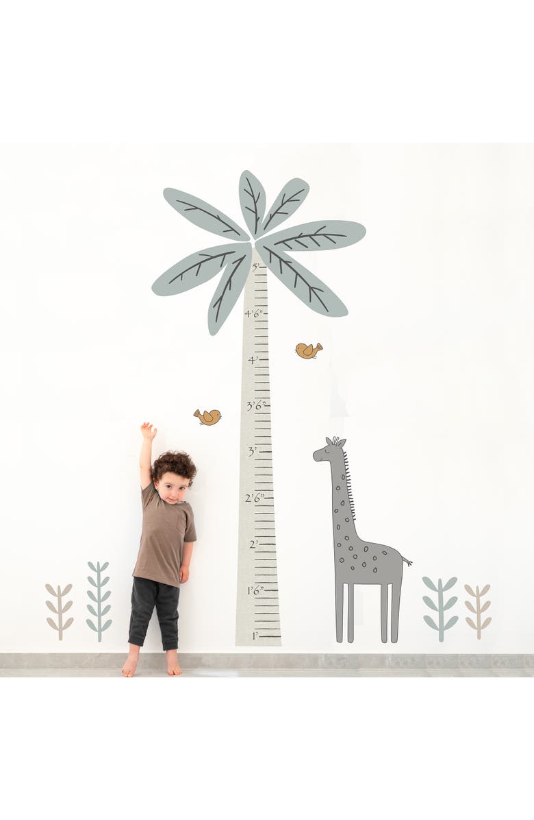 Lambs & Ivy Jungle Adventure Tree with Giraffe Wall Decal Kids Growth Chart, Alternate, color, 