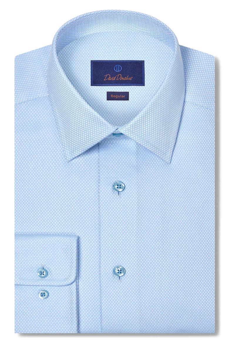 Regular Fit Blue Micro Diamond Cotton Dobby Dress Shirt, Main, color, SKY