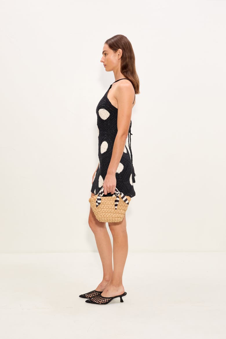Kit Crochet Mini Dress In Black/Macadamia Polka Dot, Alternate, color, Black/Macadamia Polka Dot
