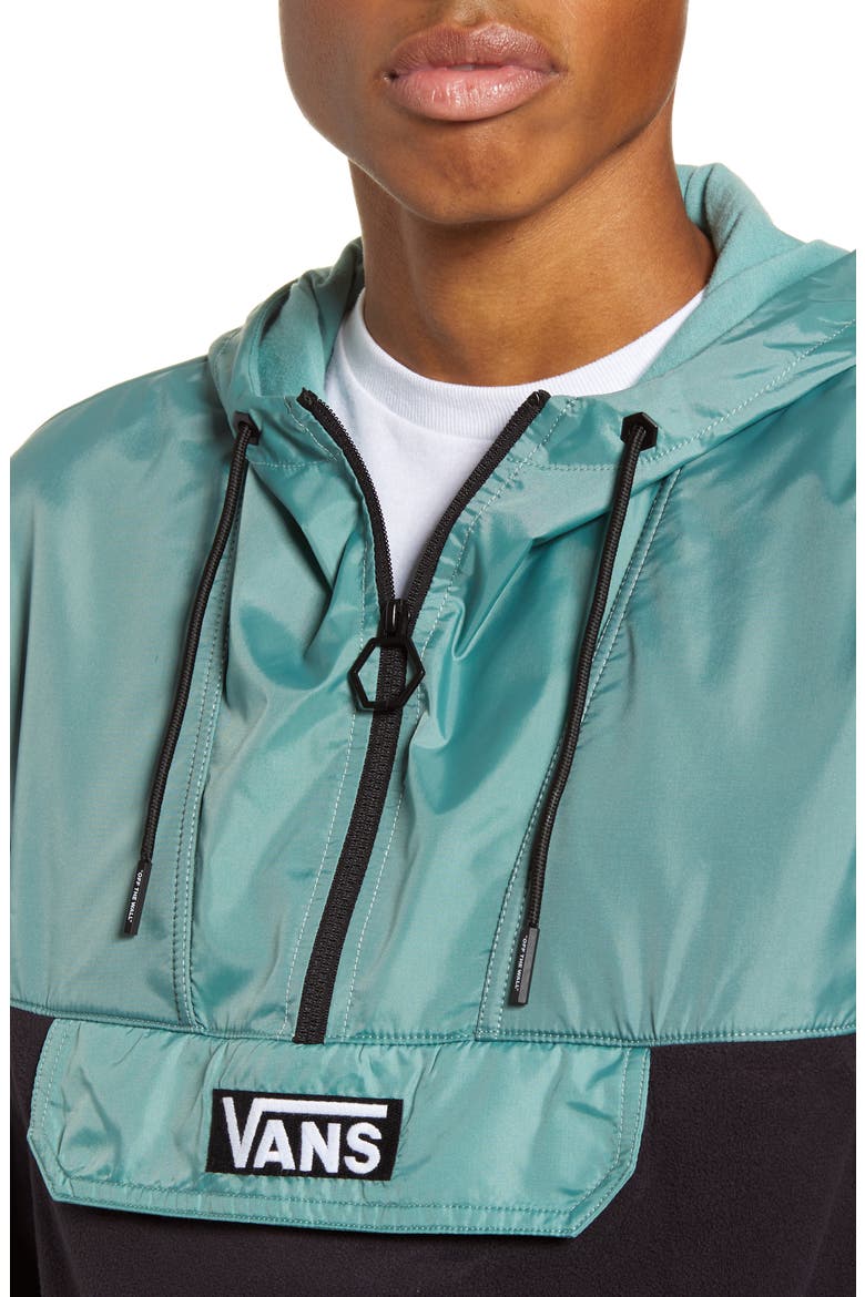 Windward Hooded Fleece & Nylon Anorak, Alternate, color, BLACK/OIL BLUE