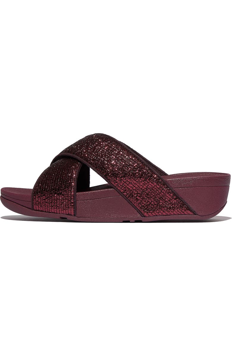 FitFlop Lulu Crinkled Shimmer Sandal, Alternate, color, Metallic Plumberry