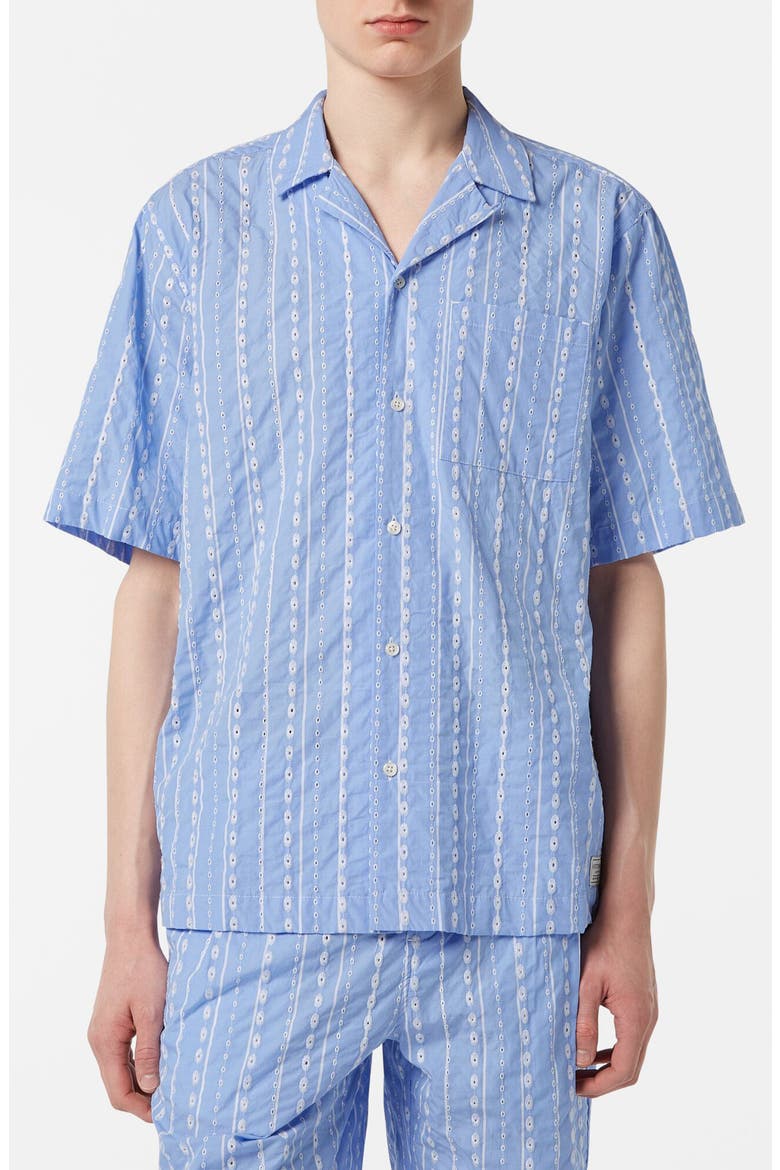 Embroidered Cotton Camp Shirt, Main, color, SKY BLUE
