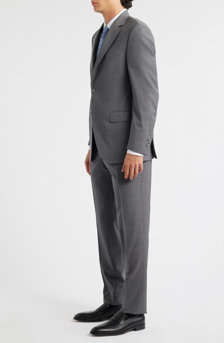 Peter Millar Flynn Classic Fit Grey Windowpane Check Wool Suit, Alternate, color, 