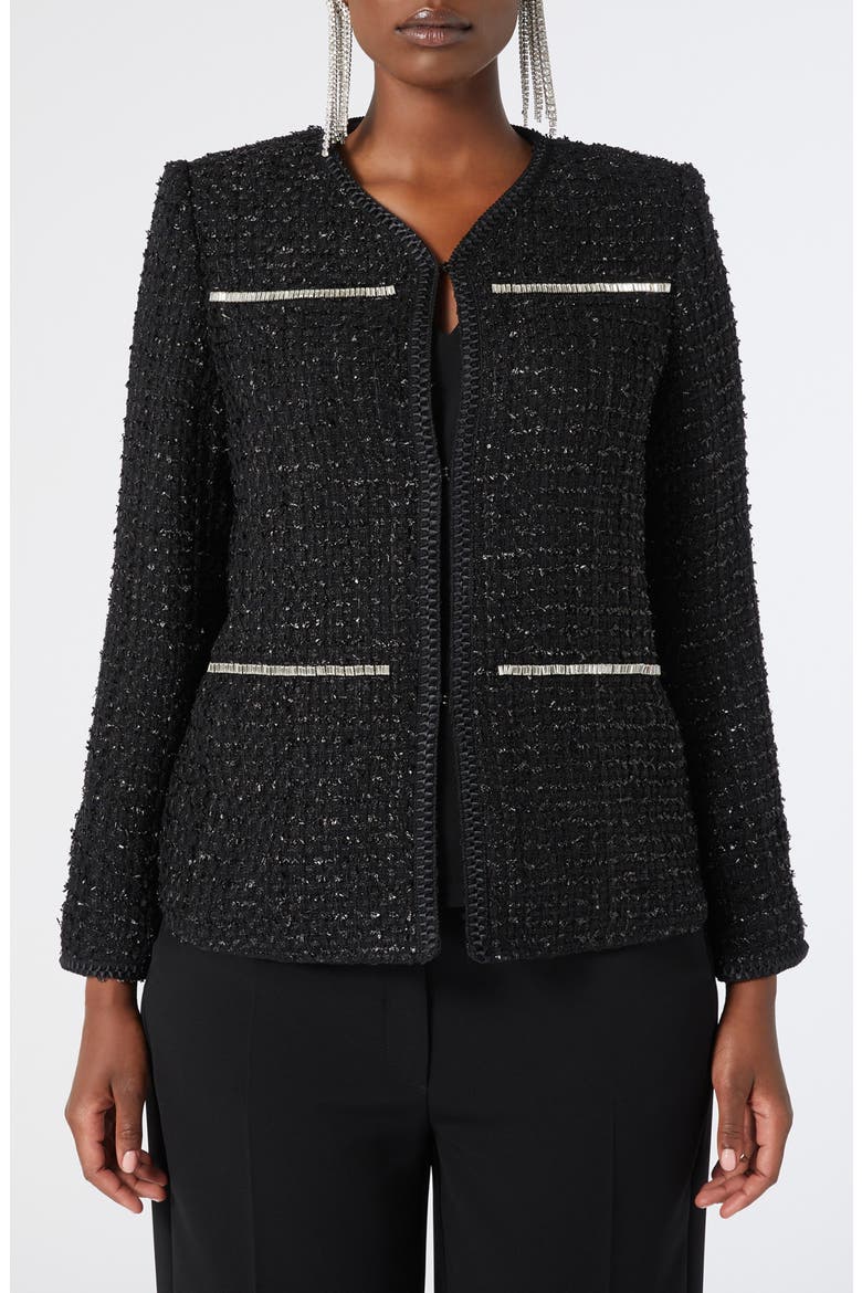Fungo Metallic Tweed Jacket, Main, color, BLACK