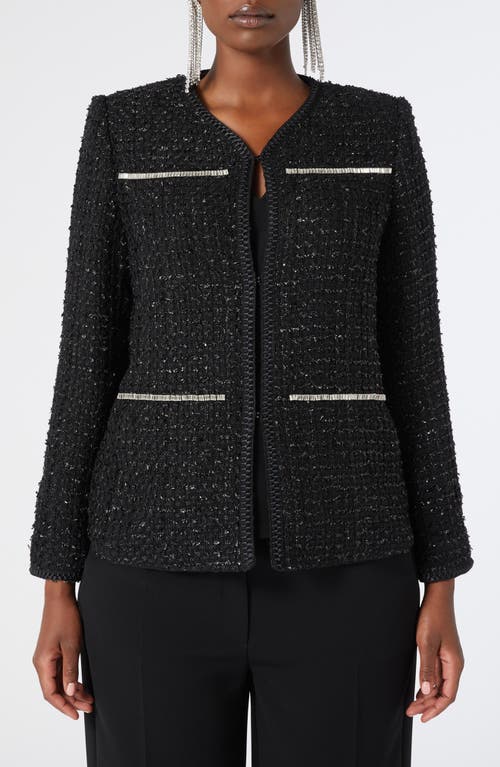 Marina Rinaldi Fungo Metallic Tweed Jacket In Black