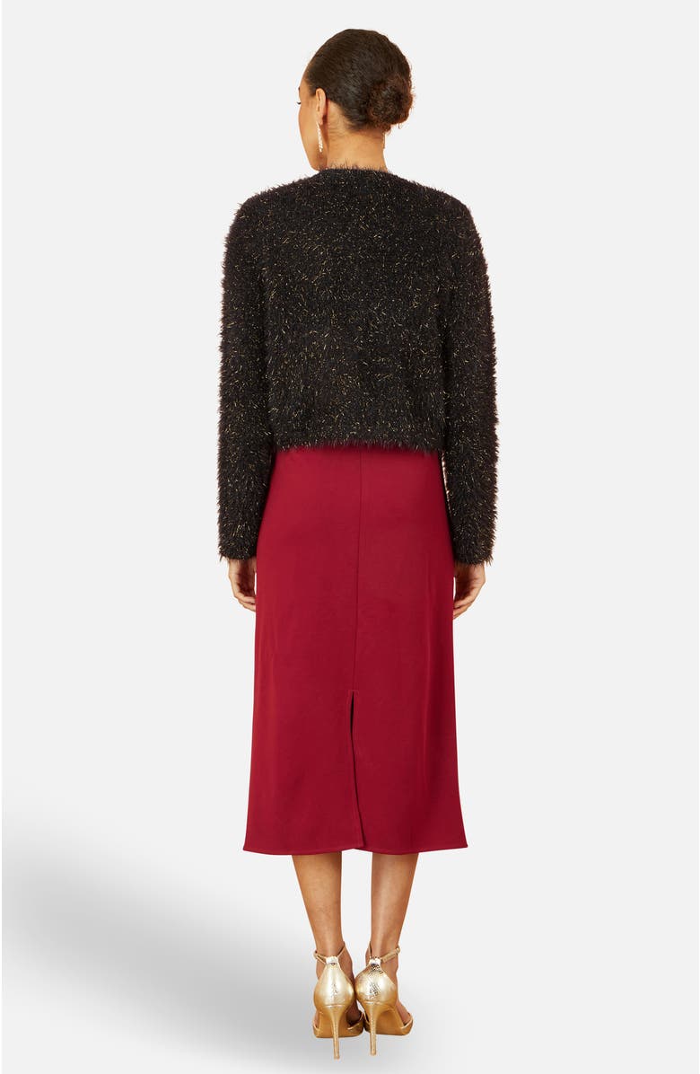 Yumi Metallic Fluffy Eyelash Bolero, Alternate, color, Black