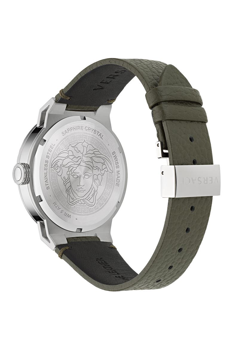 Medusa Infinite Leather Strap Watch, 47mm, Alternate, color, STAINLESS STEEL