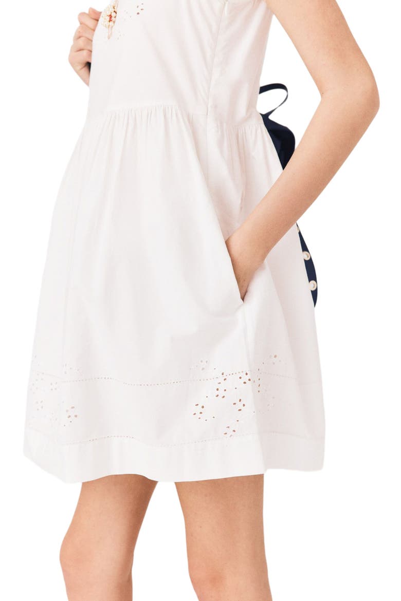 Short dress with lace trim, Alternate, color, White
