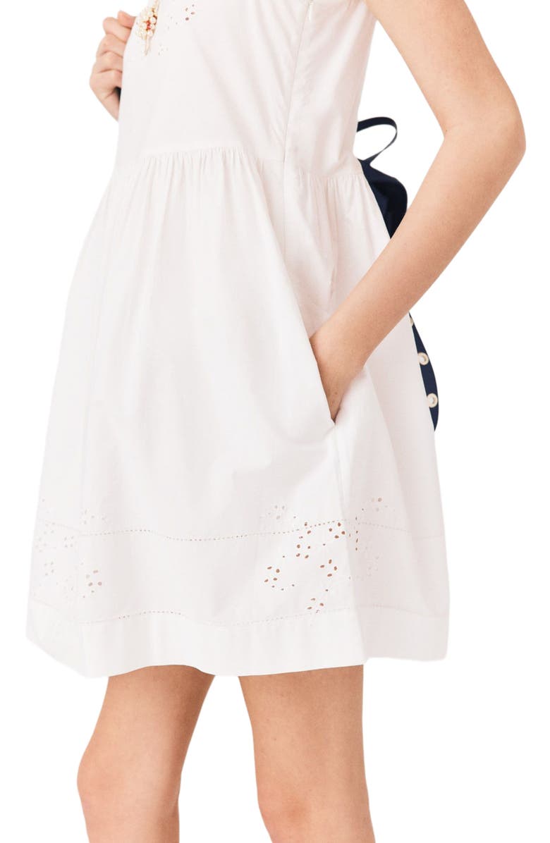 maje Short dress with lace trim, Alternate, color, White