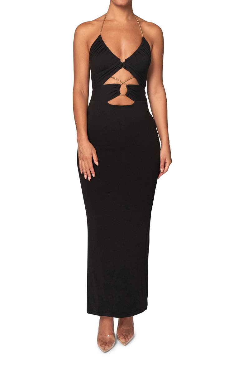 Secret Bloom Maxi Dress, Main, color, BLACK