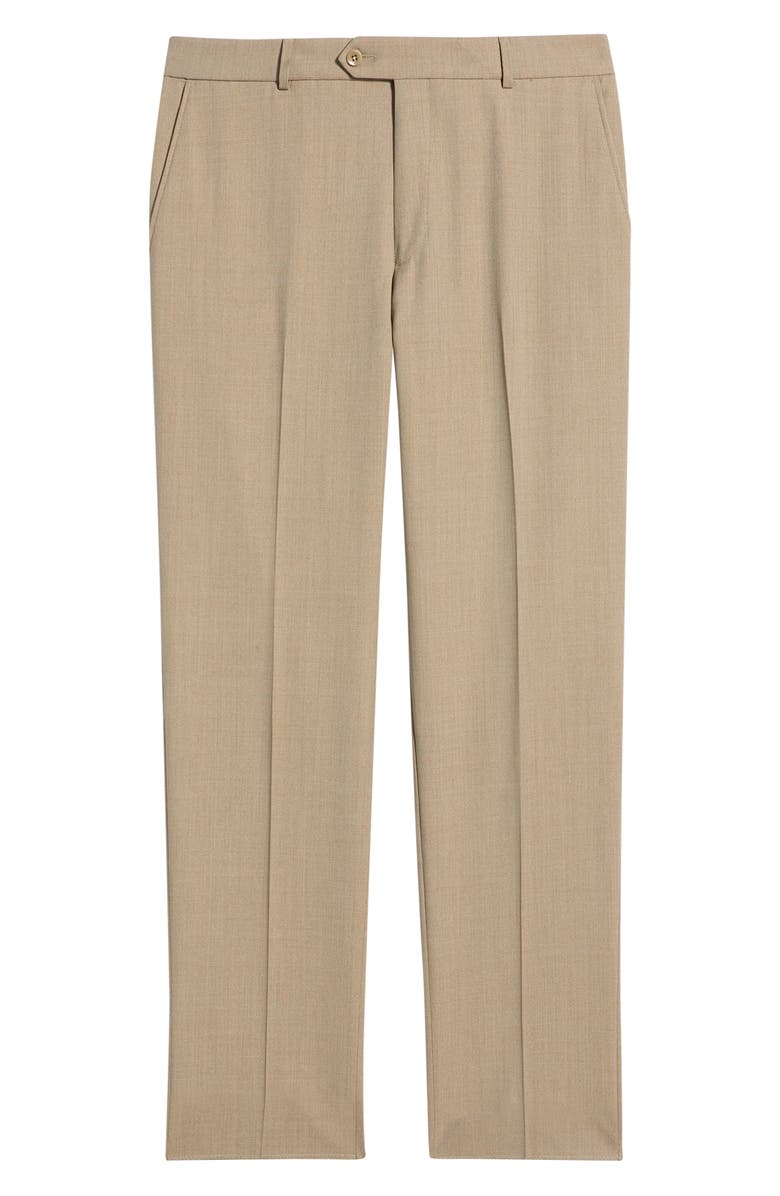 Berle Lightweight Flat Front Mesh Weave Wool Dress Pants, Main, color, Wicker Light