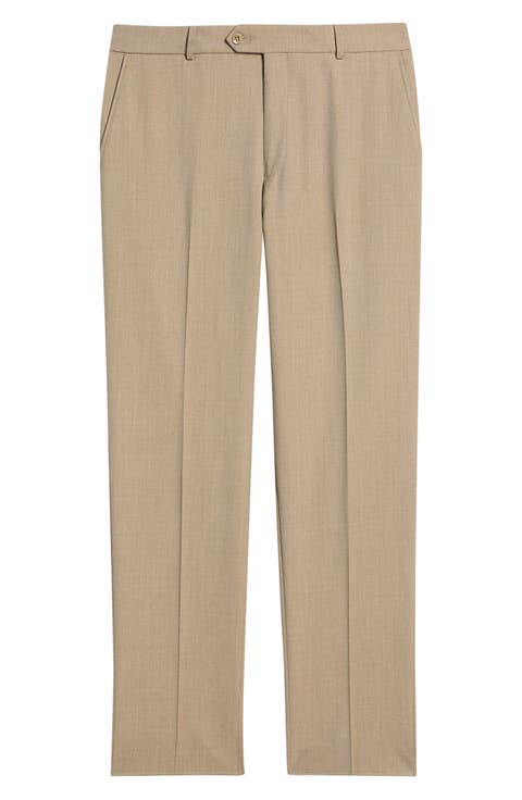 Lightweight Flat Front Mesh Weave Wool Dress Pants