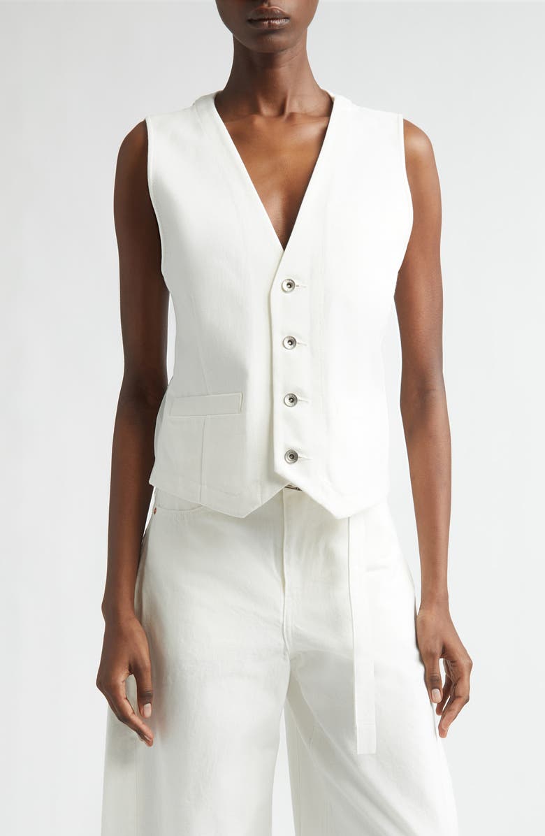 Sacai Denim Vest, Main, color, Off White