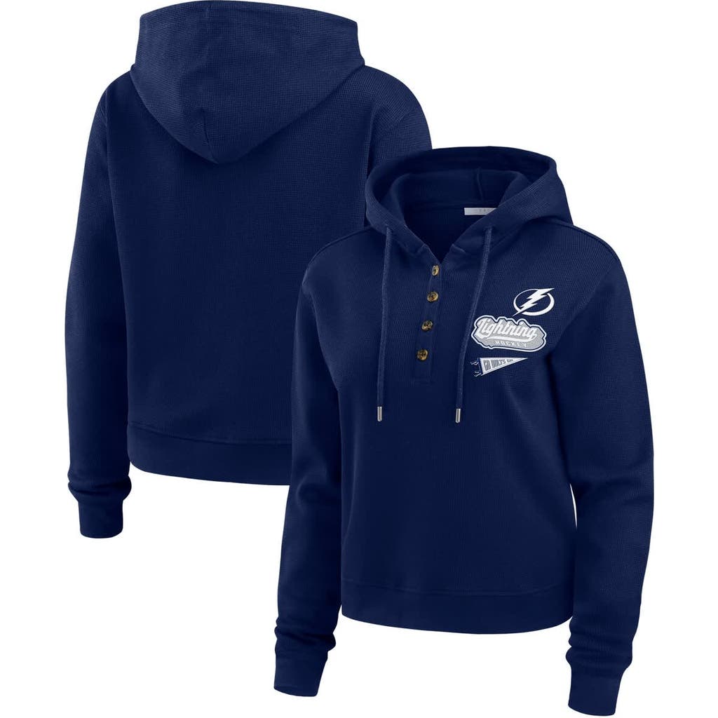 Wear By Erin Andrews Blue Tampa Bay Lightning Waffle-knit Pullover Hoodie