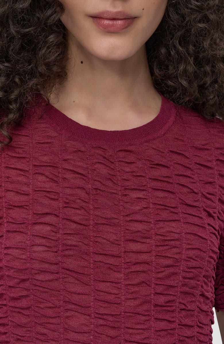 DKNY Superfine Textured Short Sleeve Sweater, Alternate, color, Beet