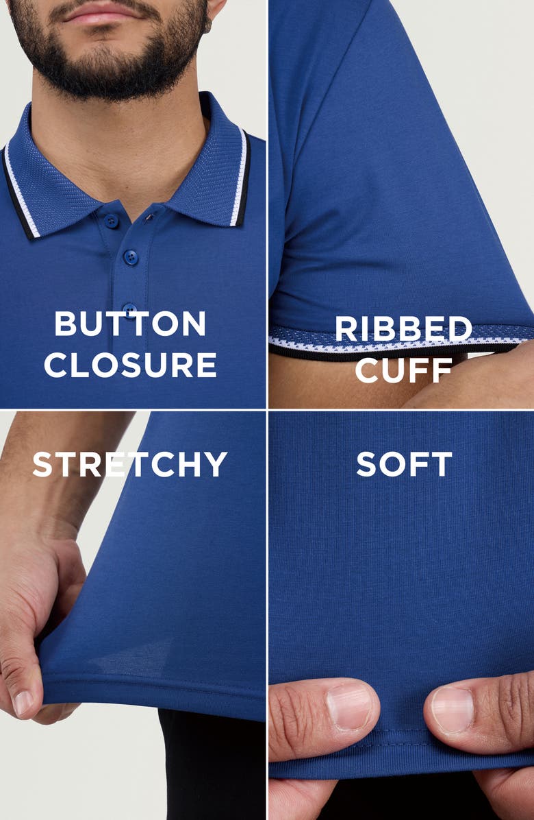 XRAY Texture Cotton Knit Polo, Alternate, color, True Blue/ Black