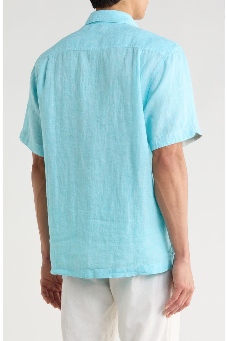 Paradise Breezer Short Sleeve Linen Button-Up Shirt, Alternate, color, BLUE RADIANCE
