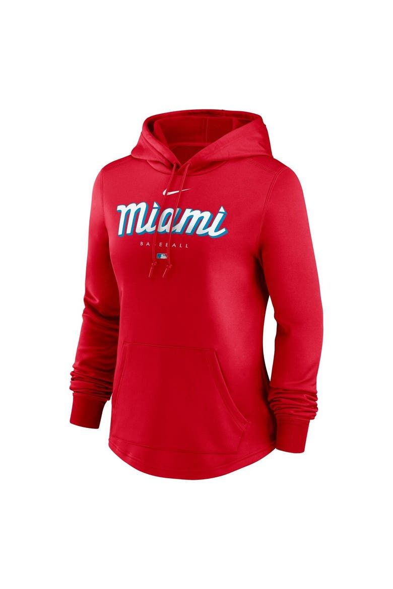 Women's Nike  Red Miami Marlins City Connect Pregame Performance Pullover Hoodie, Alternate, color, Red
